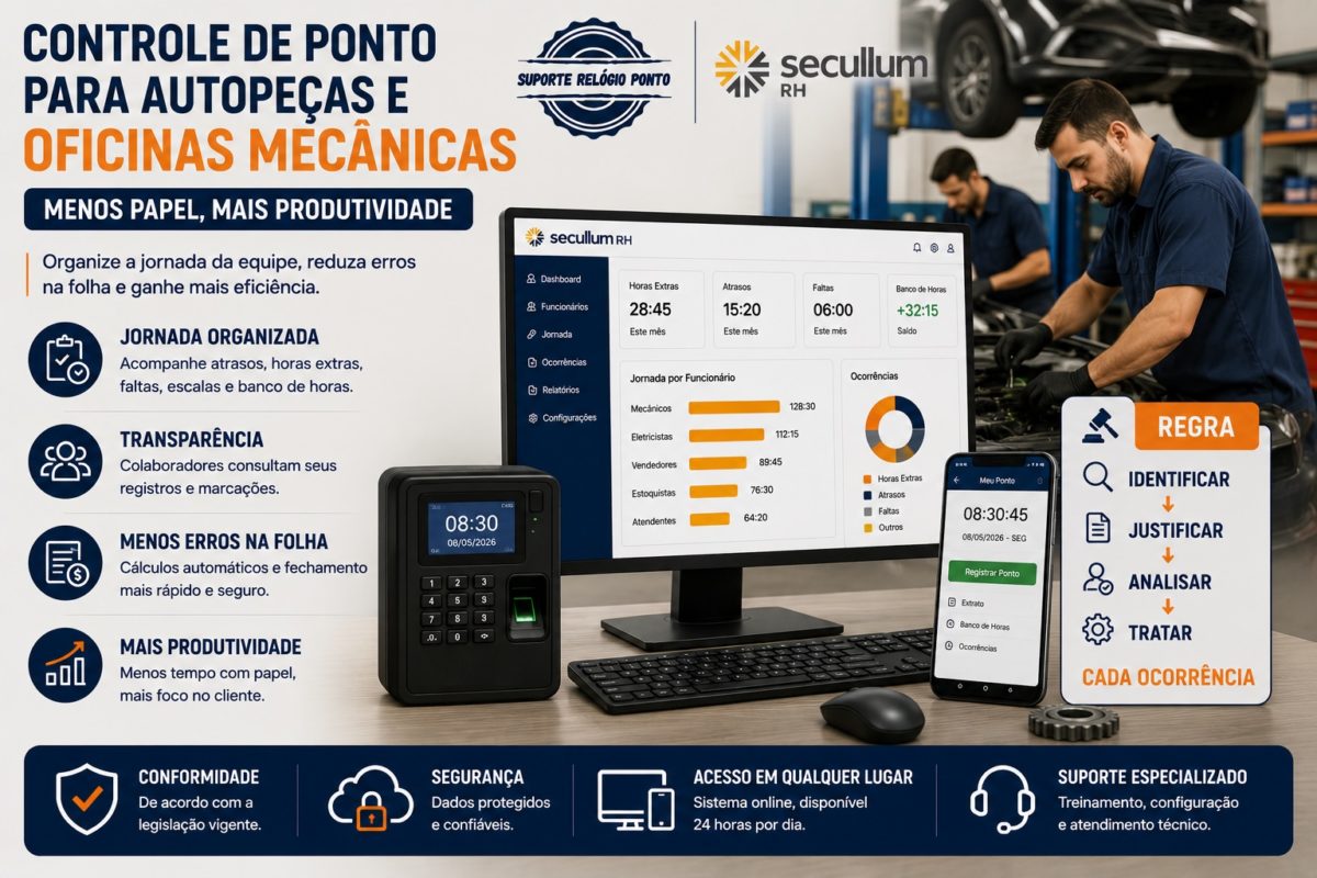Controle de Ponto para Autopeças e Oficinas Mecânicas: menos papel, mais produtividade
