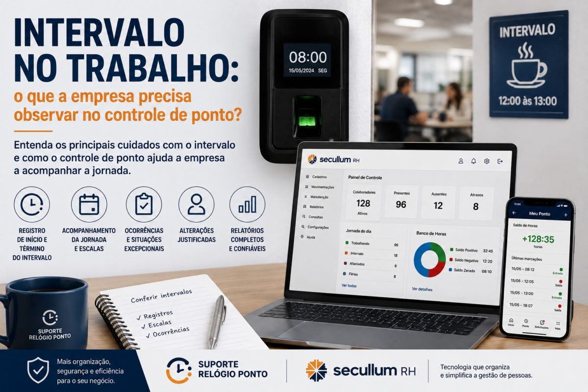 Controle do intervalo no trabalho e registro de ponto dos funcionários