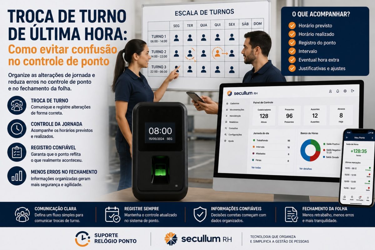 Troca de turno e controle de ponto dos funcionários