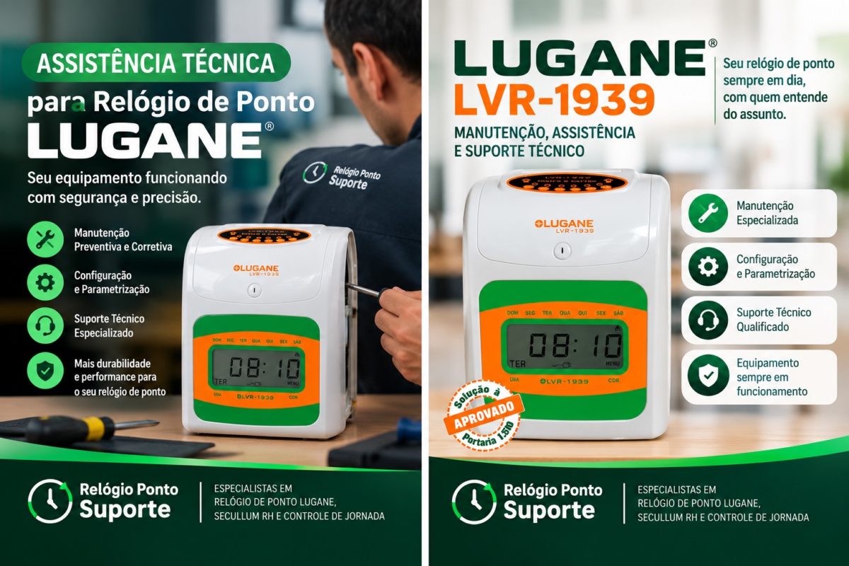 Assistência técnica para relógio de ponto Lugane com manutenção, configuração e suporte especializado