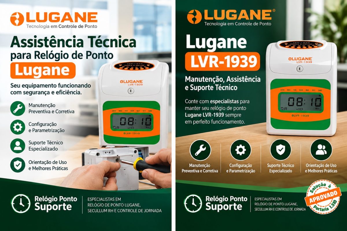 Relógio de ponto Lugane LVR-1939 com assistência técnica, manutenção e suporte especializado